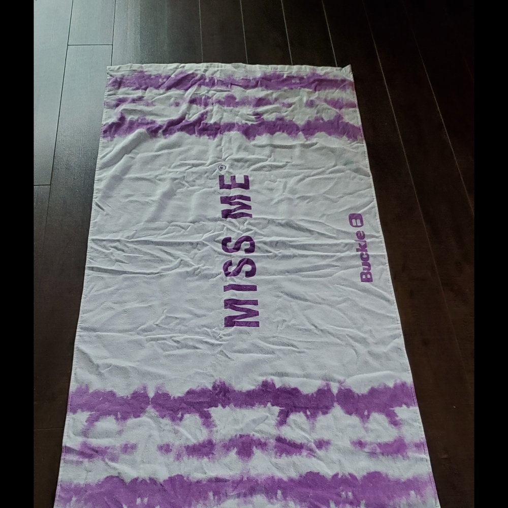 Miss Me Purple and White Tie-Dye Beach Towel New Never Used